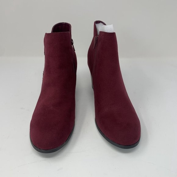 Style & Co‎ Masrinaaf Ankle Bootie Women's 10.5M Wine Side Zip Block Heel S0548 - Picture 2 of 10